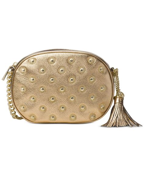 michael michael kors ginny studded medium messenger|Michael Kors Pale Gold Studded Leather Ginny Medium .